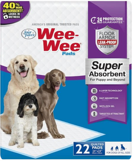 Super Absorbent Unscented Pee Pads for Dogs & Puppies with Insta-Rise Border