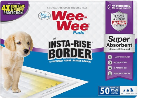 Super Absorbent Unscented Pee Pads for Dogs & Puppies with Insta-Rise Border